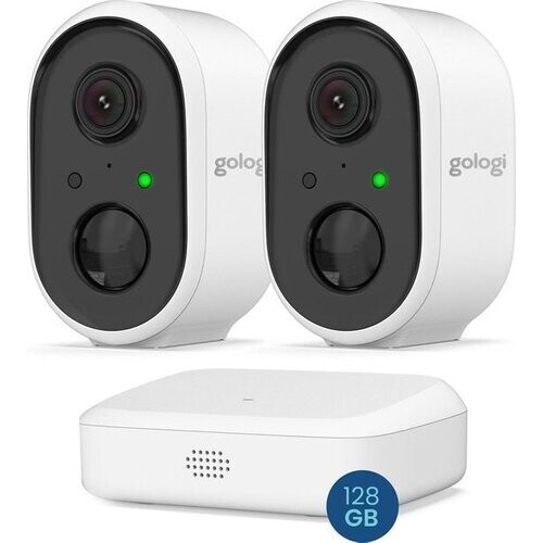 Tweedekans Gologi Homestation Beveiligingscamera Draadloos Buiten - Met Nachtzicht - WIFI Camera - Security camera - Oplaadbaar - 2K Ultra HD - 128G Homestation - Set van 2 + Station