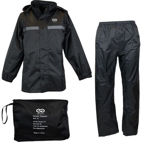 Tweedekans Infinity Goods Regenpak - Dames & Heren - Maat XXL - Waterdicht & Ademend - Reflecterend - Zwart