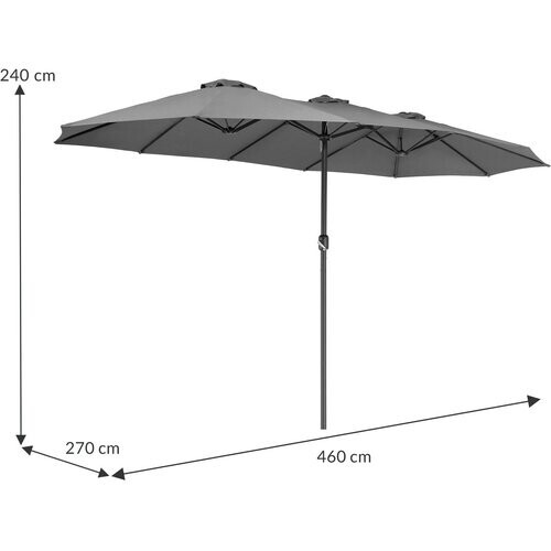 Tweedekans Kingsleeve Dubbele Parasol XXL - 460x270 cm met Zwengel – Antraciet