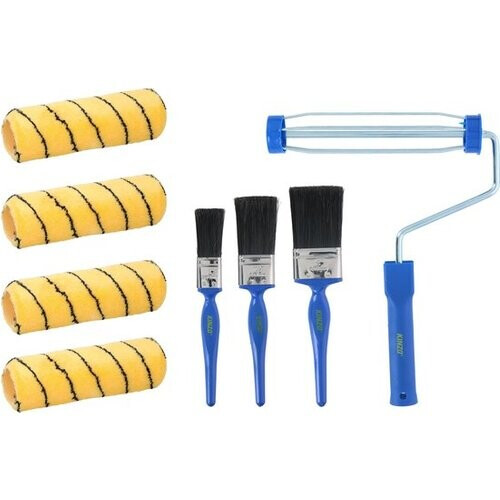 Tweedekans Kinzo 8-delige Verfrollerset - 1 Beugel - 4 Rollers - 3 Kwasten