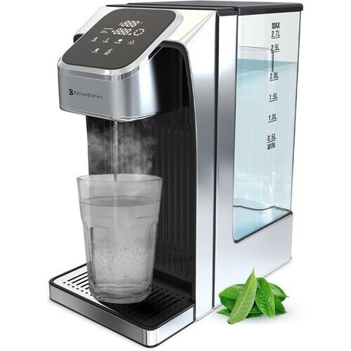 Tweedekans KitchenBrothers Heetwaterdispenser – 2,7L Inhoud, Instelbare Temperatuur – 2600W – 26,4 x 15 x 30,2 cm – RVS/Zwart