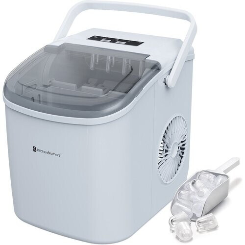 Tweedekans KitchenBrothers IJsblokjesmachine - 7/10 min - Draagbaar met Handvat - Incl IJsschep - Wit