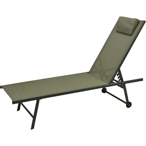 Tweedekans KM Loungebed met Kussen - Verstelbaar - 185 x 55 x 32 cm - Groen
