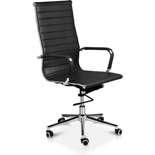Tweedekans LIFA LIVING Bureaustoel Brisbane - Zwart - Leer - Modern - Ergonomisch - Verstelbaar - Draagcapaciteit: 150 kg