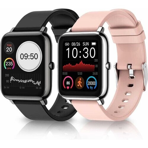 Tweedekans MM Brands Smartwatch Dames en Heren - Waterdicht - Zwart en Roze Bandje