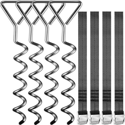 Tweedekans Monzana Grondankers 4 Stuks 42,5cm – met 4 Spanbanden - Verzinkt staal