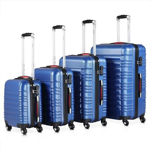 Tweedekans Monzana Kofferset - 4 stuks S M L XL met Wielen Cijferslot - Blauw