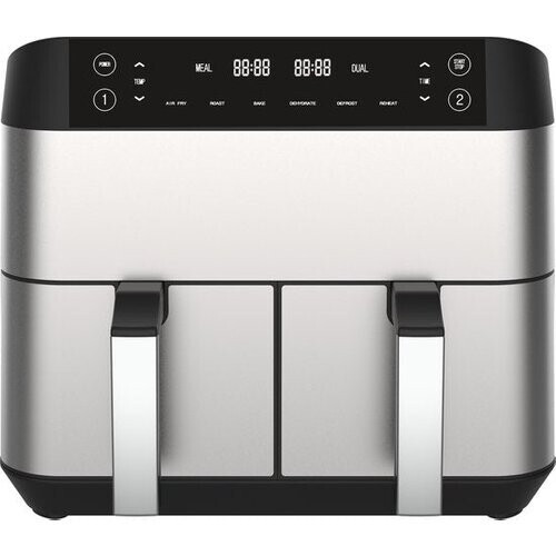 Tweedekans Niceey Dubbele Airfryer XXL - Twee Kookvakken - Dubbele Airfryer - 8.0 Liter - 2460 Watt - Hetelucht friteuse - Incl. Kookboek - Zilver