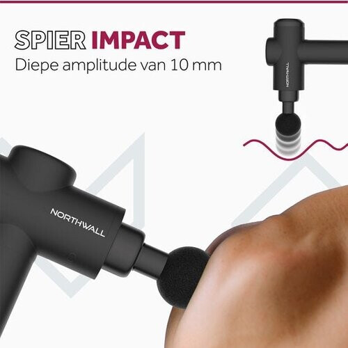 Tweedekans Northwall Massage Gun Professioneel Prime - Massage Pistool Inclusief Koffer en 7 Opzetstukken incl. Eikenhouten Massagekop - Krachtig en Draadloos Sport en Relax Massage Apparaat