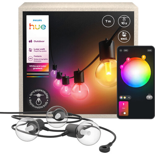 Tweedekans Philips Hue Festavia Globe Lichtsnoer - 7 meter - 10 lampen - Uitbreiding