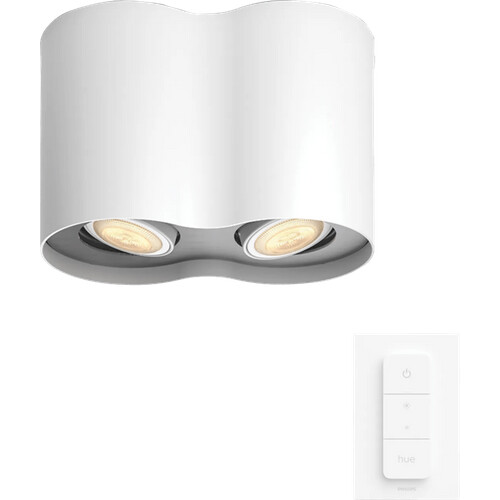 Tweedekans Philips Hue Pillar Opbouwspot White Ambiance - Wit - 2-spots + Dimmer