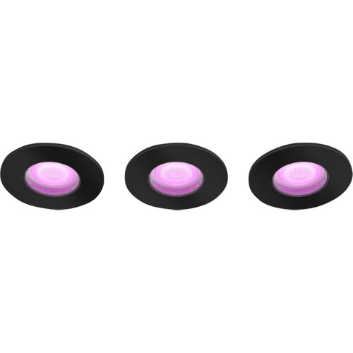 Tweedekans Philips Hue Xamento badkamer inbouwspot White and Color - Zwart - Rond 3-pack