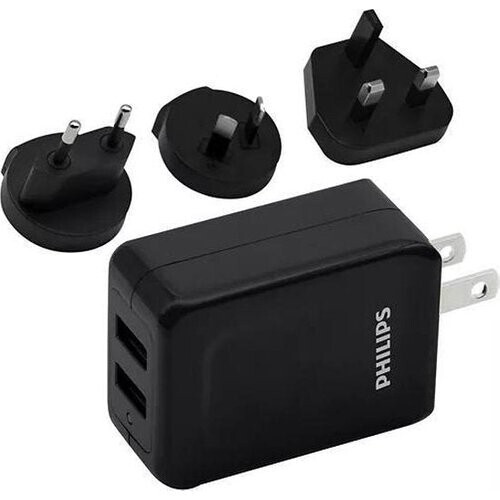 Tweedekans Philips Reisoplader - DLP2610T/00 - 2x USB - 3 Wereldstekkers