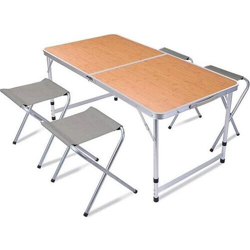 Tweedekans Redcliffs - Campingtafel met 4 stoelen - Relax Living - 120 x 60 x 40cm - Grijs/Hout