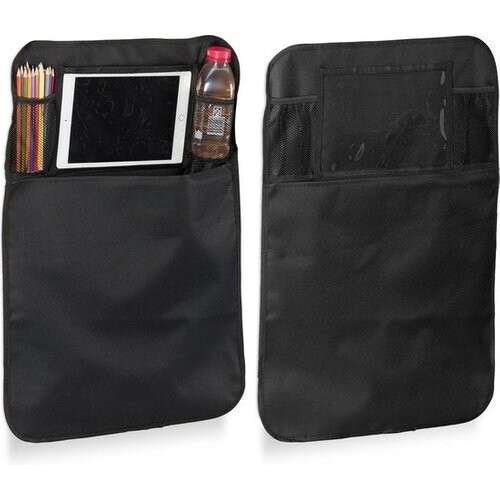 Tweedekans relaxdays autostoel organizer kind - set van 2 stuks - 4 vakken - bescherming - zwart