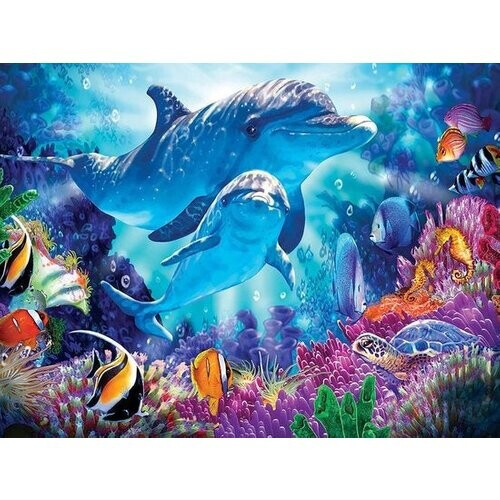 Tweedekans Rubye® Diamond Painting Volwassenen - Diamond Painting Kinderen - Kleurrijke Dolfijnen - 30x40cm