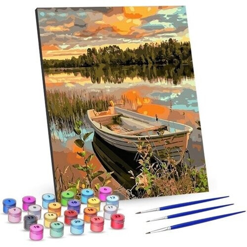 Tweedekans Rubye® Schilderen Op Nummer Volwassenen – Bootje op het Meer – 40x50cm