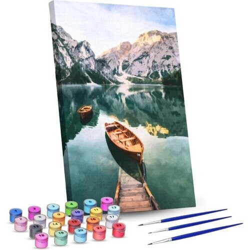 Tweedekans Rubye® Schilderen Op Nummer Volwassenen – Meer en Bergen – Inclusief Penselen – Canvas Schildersdoek – Kleuren op Nummer – 40x50cm