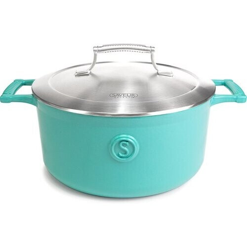 Tweedekans Saveur Voyage Braadpan Ø25 cm – Ovaal Gietijzer – PFAS-vrij – Geschikt voor Inductie & Oven – Saveur Blauw – Voor Stoven & Braden