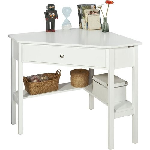 Tweedekans SoBuy FWT31-W Bijzettafel met lade - Hoekmodel - 76 x 76 x 76 cm - Wit