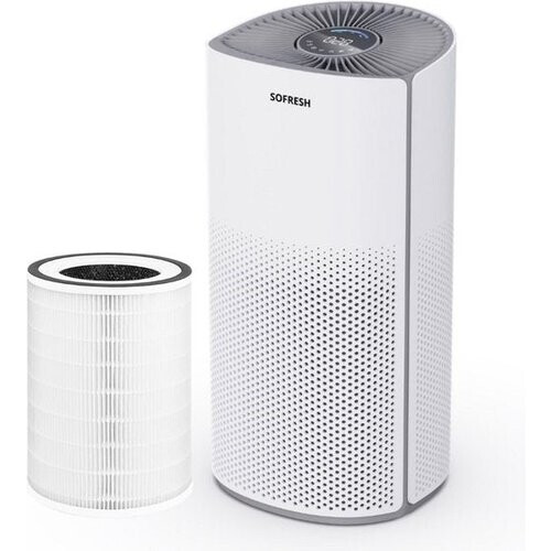 Tweedekans Sofresh – Luchtreiniger Met App – Voor Ruimtes Tot 30 m² & 6-in-1 Filtersysteem – Voorzien Van Hepa-filter En Luchtkwaliteitsindicator – 195 x 195 x 388 mm – Wit Kunststof