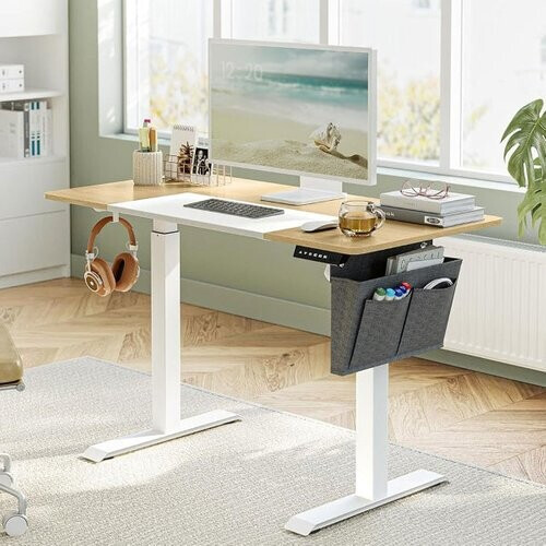 Tweedekans Songmics Elektrisch Verstelbaar Bureau - 120 x 60 cm - Beige/Wit