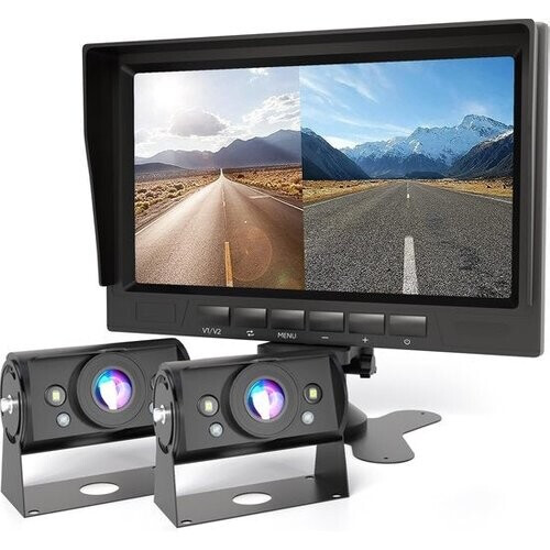 Tweedekans Strex Achteruitrijcamera Set Bedraad Met 2 Camera's (tegelijk bekijken) - HD 1080P - 7" Scherm - 18LED Nachtzicht 15m - IP69 Waterdicht - Achteruitrij Camera