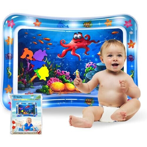 Tweedekans Tenify Waterspeelmat - Watermat - Speelkleed - Opblaasbaar - Tummy Time - Baby Speelgoed 0 Jaar - Kraamcadeau - Blauw