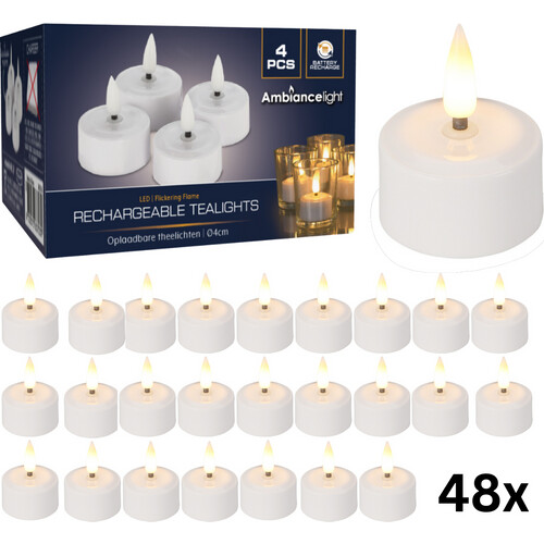Tweedekans Theelichtjes LED Box 48 stuks Oplaadbaar - Ø4cm *Uitbreidingsset ZONDER oplader*