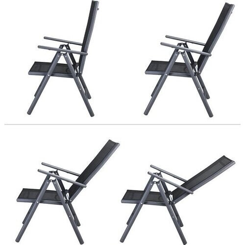 Tweedekans Tuinset 6 + 1 Klapstoelen Tuintafel /u2013 Aluminium 140x80cm - Grijs