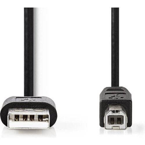 Tweedekans USB-Kabel - USB 2.0 - USB-A Male - USB-B Male - 7.5 W - 480 Mbps - Vernikkeld - 1.00 m - Rond - PVC - Zwart - Label