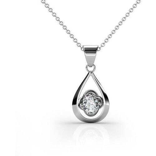 Tweedekans Yolora Dames Ketting met Kalpa Camaka Kristal Hanger - Zilver kleurig - 18K Witgoud Verguld - Cadeauverpakking - Moederdag Cadeautje