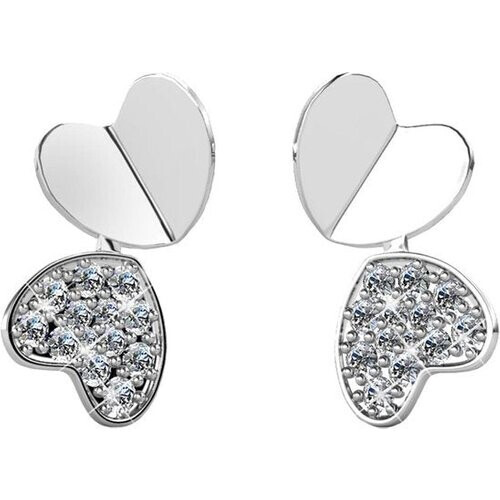 Tweedekans Yolora Dames Oorbellen Hartje - Kalpa Camaka Kristallen - Zilverkleurig - 18K Witgoud Verguld - Vrouwen Oorknoppen Zilver - Mooie Cadeauverpakking- Exclusieve Geschenkverpakking - Moederdag Cadeautje