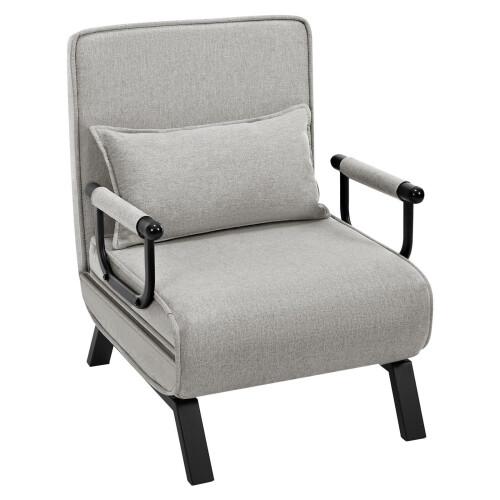Woltu Slaapfauteuil - 3-in-1 - Verstelbare Rugleuning - Lichtgrijs - 65x78x75 cm