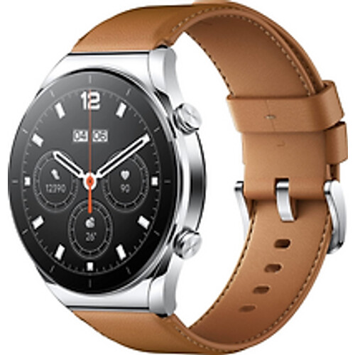 Xiaomi Watch S1 46 mm zilver op lederen bandje bruin [wifi]